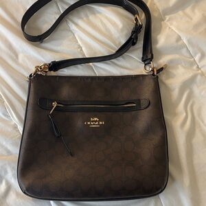 Coach Brown Signature Crossbody Bag with Gold Hardware